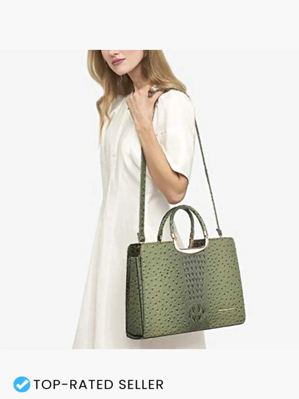 Satchel Purse with Matching Wallet Vegan Leather Work Bag Gold Hardware